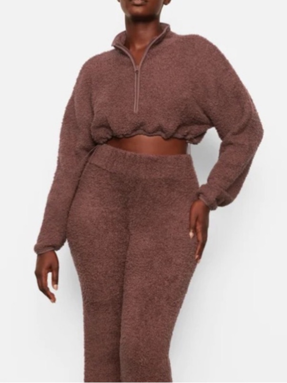 SKIMS Sherpa Half-Zip Cowl in Rust